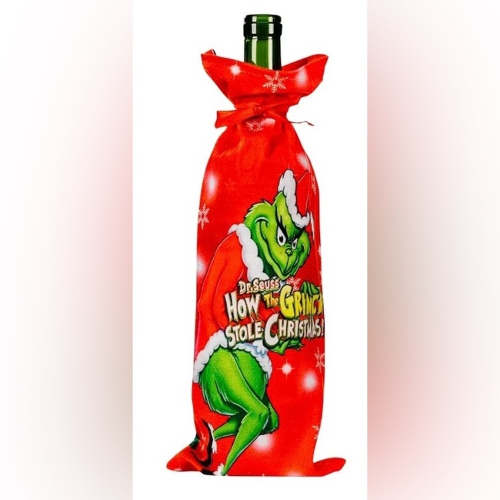 Dr. Seuss Red Grinch Wine Bottle Wrap NWT